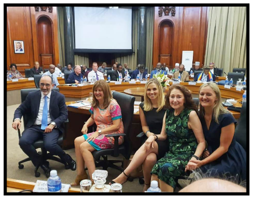 Meeting convened for President Ramaphosa to engage with religious leaders ahead of the State of the Nation Address, Union Buildings, 5 February 2020. From left: Chief Rabbi Dr Warren Goldstein, Wendy Kahn, Danny Mofsowitz, Reeva Forman, Sheri Hanson.