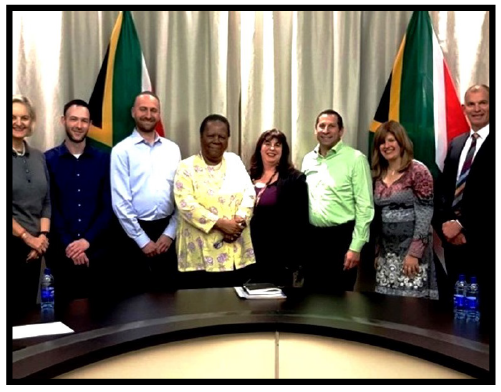 Meeting with Minister of International Relations & Cooperation Dr Naledi Pandor, 20 August 2019: l-r, Mary Kluk, Rowan Polovin (SAZF), Shaun Zagnoev, Minister Pandor, Prof Karen Milner, Wendy Kahn, David Kuming.