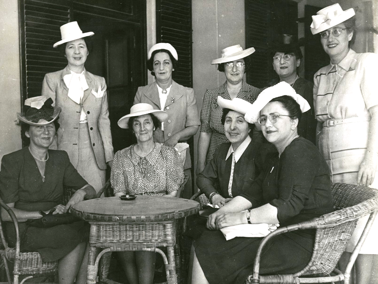 Union of Jewish Women committee (undated). FC seated, behind table 