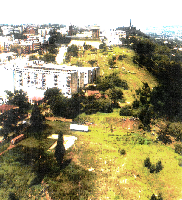 Site of the former Herber House, Joe Slovo Drive, photographed from the landmark circular Ponte building. 
