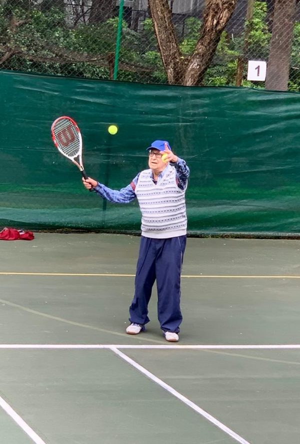 Nonagenarian Harold continues to put in regular spells on the tennis court