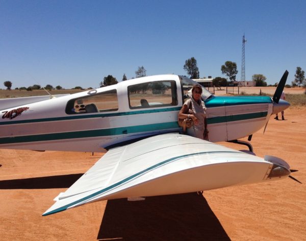 Jennifer Friedman at Cameron Corner, where boundaries of New South Wales, Queensland and South Australia meet (pitcure: John Freenan).